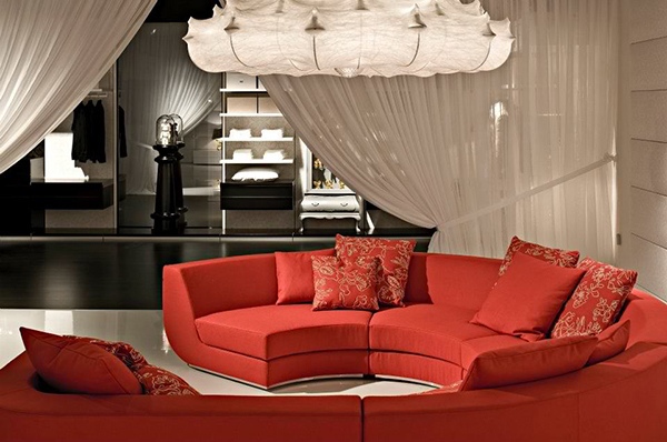 Wohnzimmer Ideen - Red sofas in the living room of Marcel Wanders