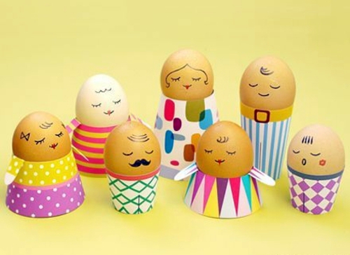 Painted Easter eggs with face