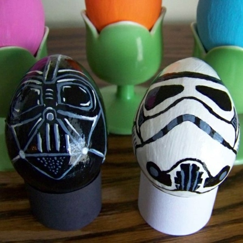 Painted Easter eggs with face