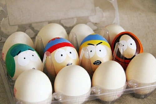 Painted Easter eggs with face Painted Easter eggs with face