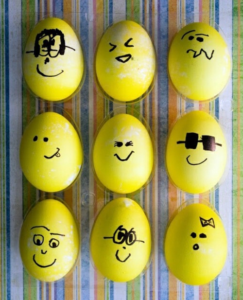 Painted Easter eggs with face