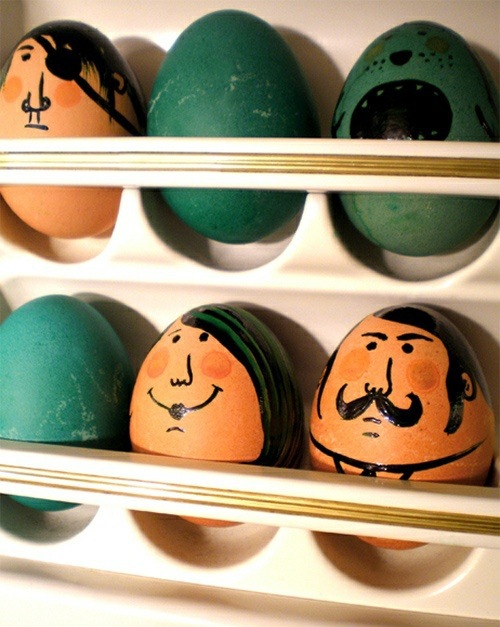 Painted Easter eggs with face