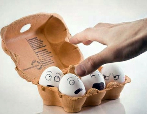 Painted Easter eggs with face