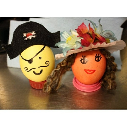 Painted Easter eggs with face
