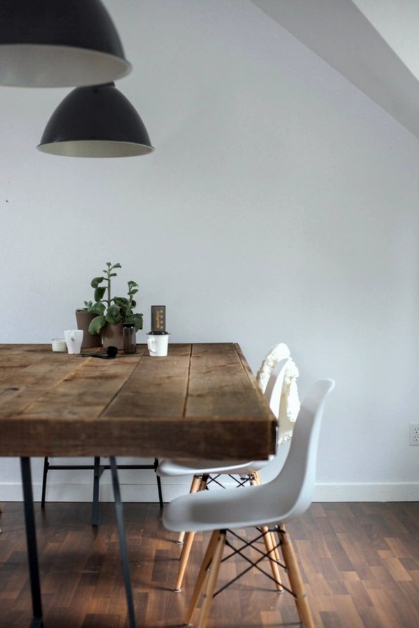 Dining room table with chairs that create a modern feel