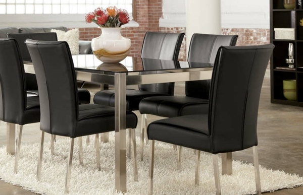 Dining room table with chairs that create a modern feel