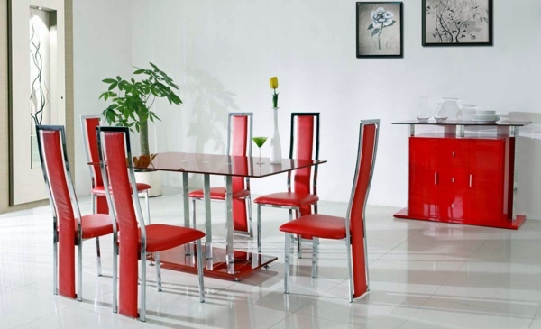 Dining room table with chairs that create a modern feel