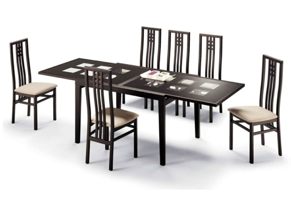 Dining room table with chairs that create a modern feel