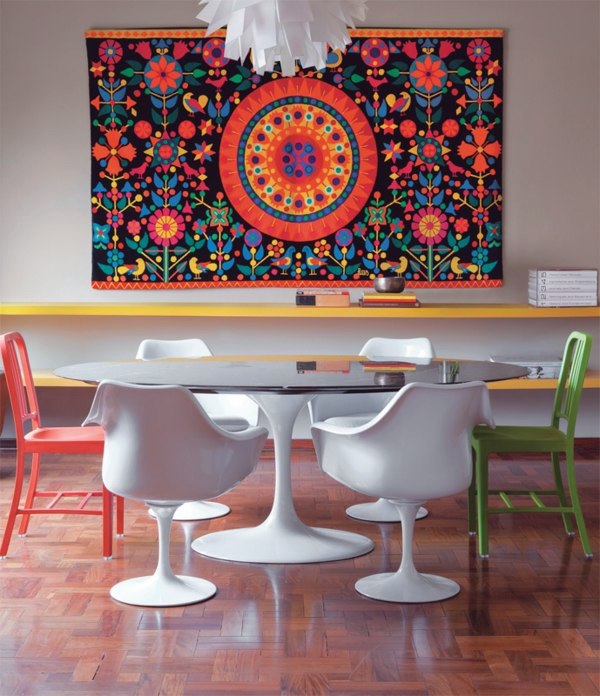 Dining room table with chairs that create a modern feel