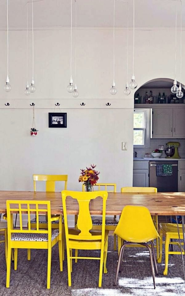 Dining room table with chairs that create a modern feel