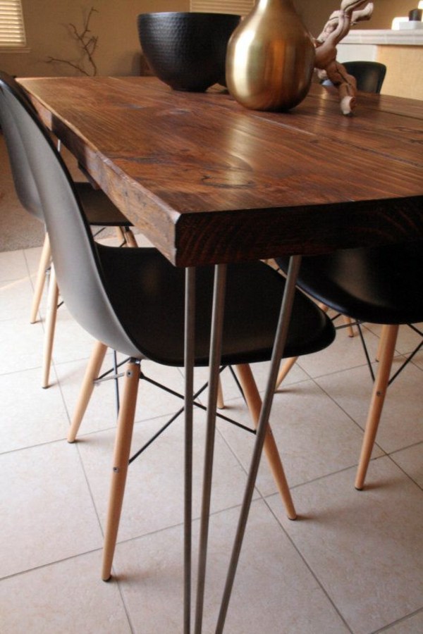Dining room table with chairs that create a modern feel