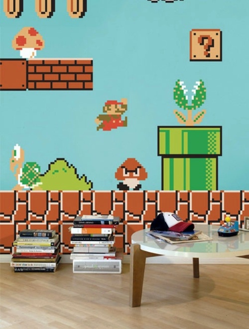 Super Mario wall decoration in the nursery of Nintendo Avso