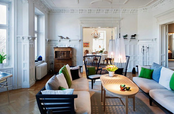 Modeled living room design and Vertäfelungsideen