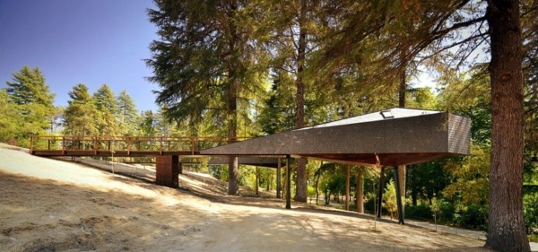 Two snake-like huts in the forest - a new term for tree house
