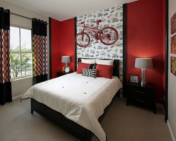 Bold bedroom color ideas with black and white accents