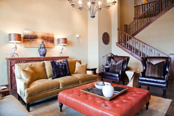 Send ottoman use as a side table - a versatile piece of furniture with style