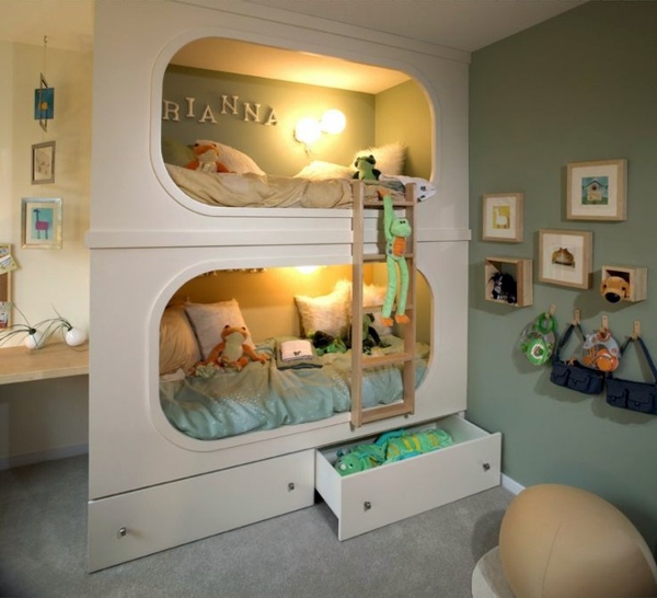 Loft bed in the nursery - 100 cool bunk beds for children