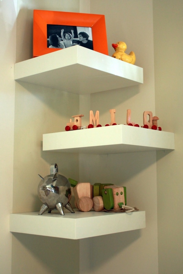 Placed 15 Cool bookcase shelves in the corner of the room Placed 15 Cool bookcase shelves in the corner of the room