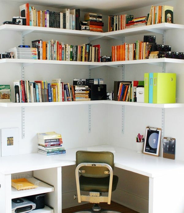 Placed 15 Cool bookcase shelves in the corner of the room Placed 15 Cool bookcase shelves in the corner of the room