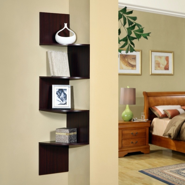 Placed 15 Cool bookcase shelves in the corner of the room Placed 15 Cool bookcase shelves in the corner of the room