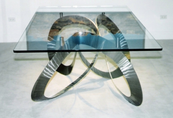 An industrial steel table with modern elegance