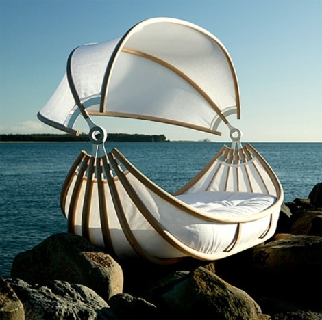 Designer bed for the interior and exterior