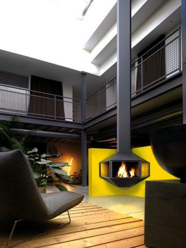 Hanging Stove Modern Luxury Fireplaces Interior Design Ideas