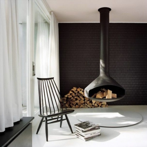 Hanging Stove Modern Luxury Fireplaces Interior Design Ideas