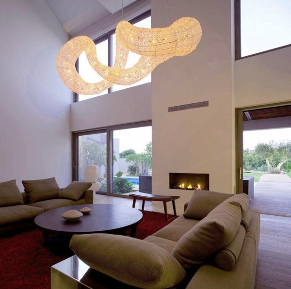 Effect Full Suspension light in the living room interior