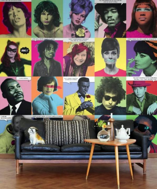 Living room wall design ideas - cool examples of wallpaper pattern