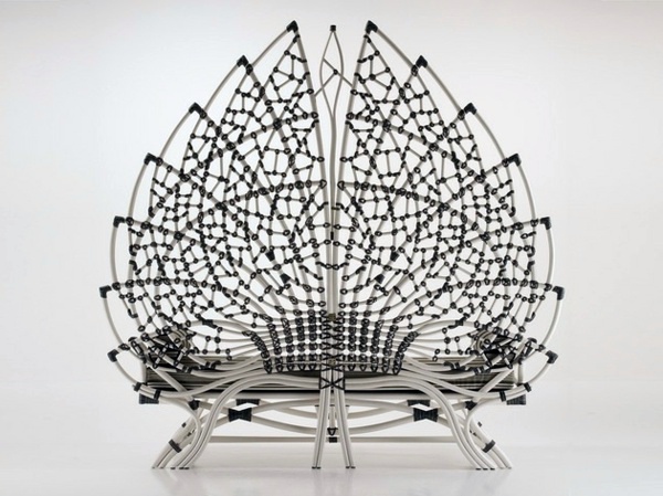 Rattanmöbel - Bench with backrest made of rattan