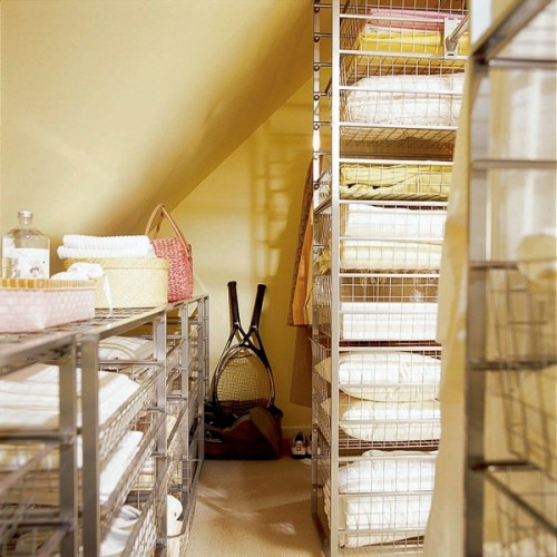 Bedroom in the attic with a large dressing room