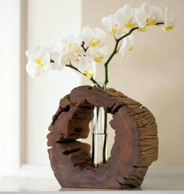 21 cool decoration ideas - tree stump vases make yourself