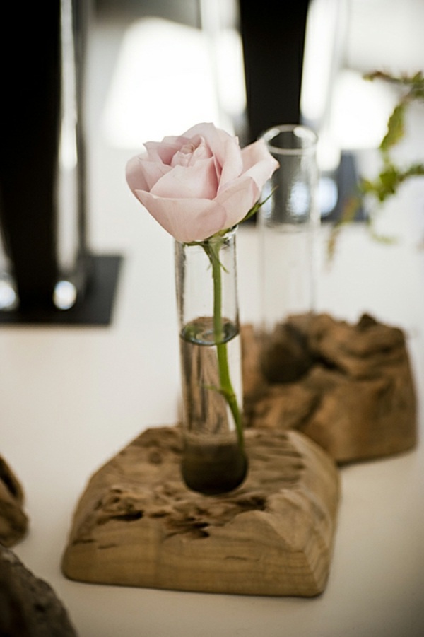 21 cool decoration ideas - tree stump vases make yourself