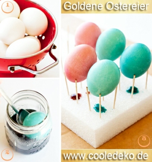 Osterdeko basteln - Tinker golden eggs themselves