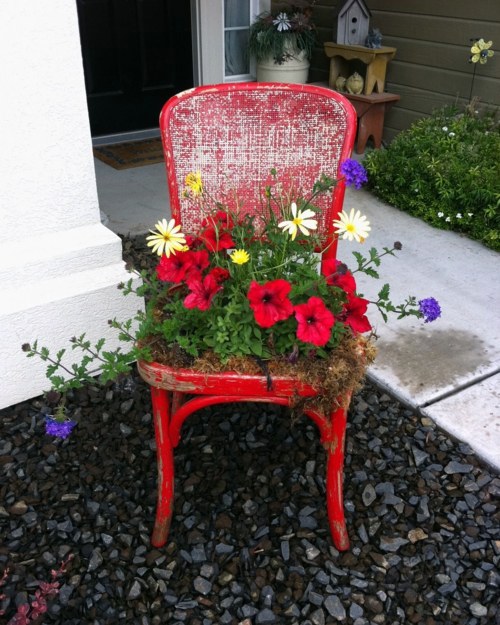 Old chairs in the garden with a new function attractive planters Avso