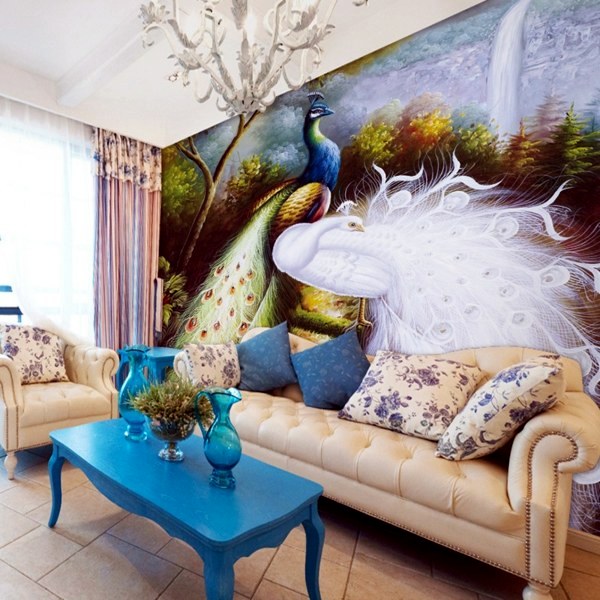 Peacock Feathers Decoration In The Living Room Trends 2014
