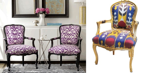 Exotic pattern in interior design in ikat style - Indonesian weaving pattern