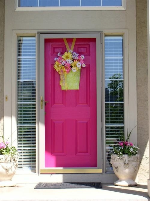 12 cool ideas for pink creative door design