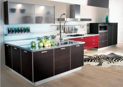 China cabinet and glass display case for a bright kitchen