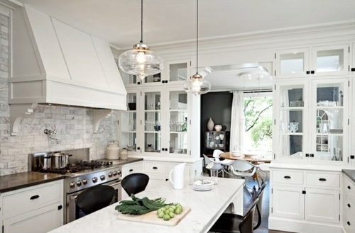 China cabinet and glass display case for a bright kitchen