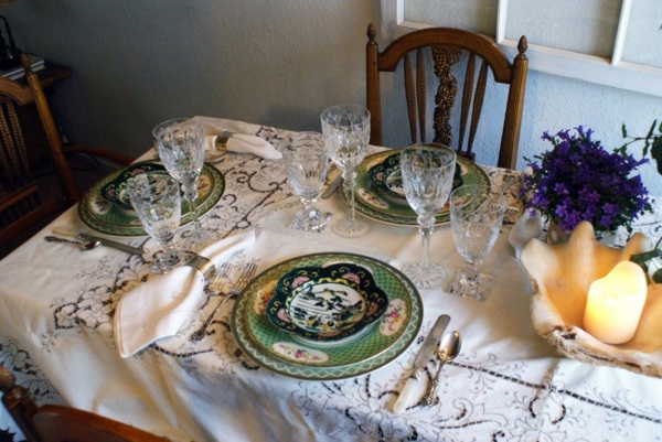 Attractive tableware made of porcelain - Table decoration with various dishes Attractive tableware made of porcelain - Table decoration with various dishes