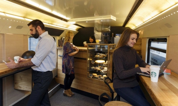 Starbucks Store in a train Starbucks Store in a train