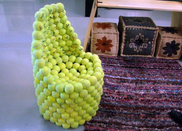 Chair design from tennis balls from Gabriel Coch