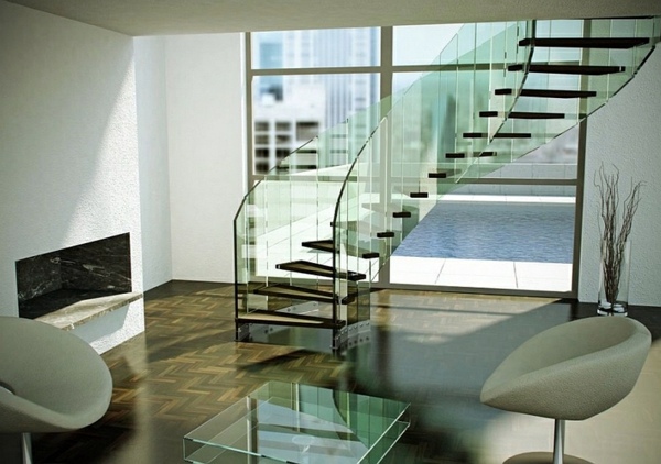 Stairs made of glass for a contemporary appearance