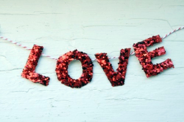Handmade Shiny garlands for Valentine's Day