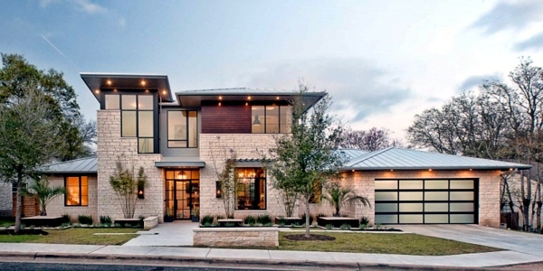 Modern Texas residence combines period features with cool blue accents
