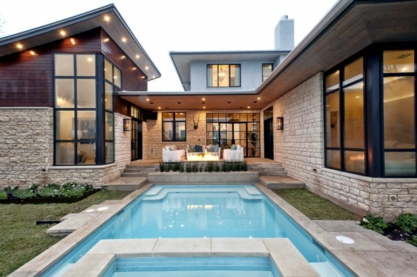 Modern Texas residence combines period features with cool blue accents