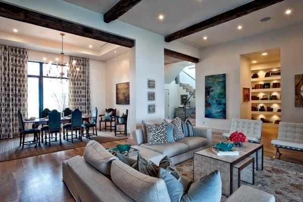 Modern Texas residence combines period features with cool blue accents