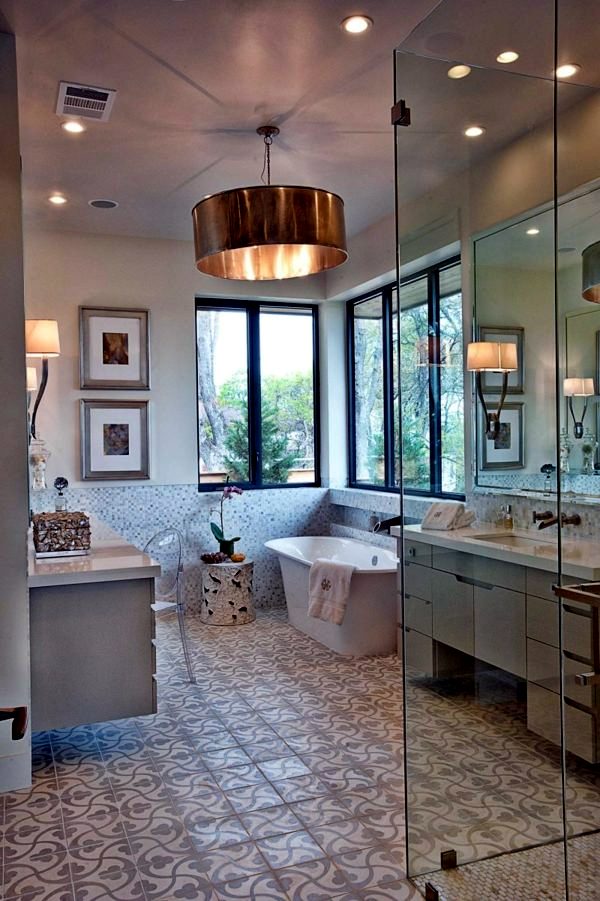 Modern Texas residence combines period features with cool blue accents